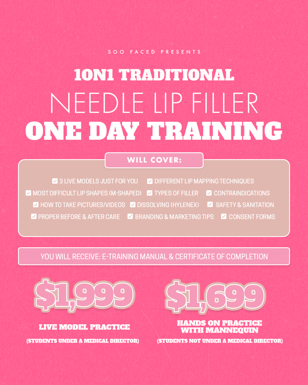 1:1 Traditional Needle Lip Filler Training